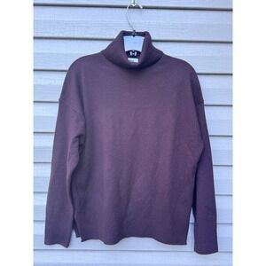 Reiss Jumper Mens Small Burgundy100% Merino Wool Turtleneck Lightweight Knit